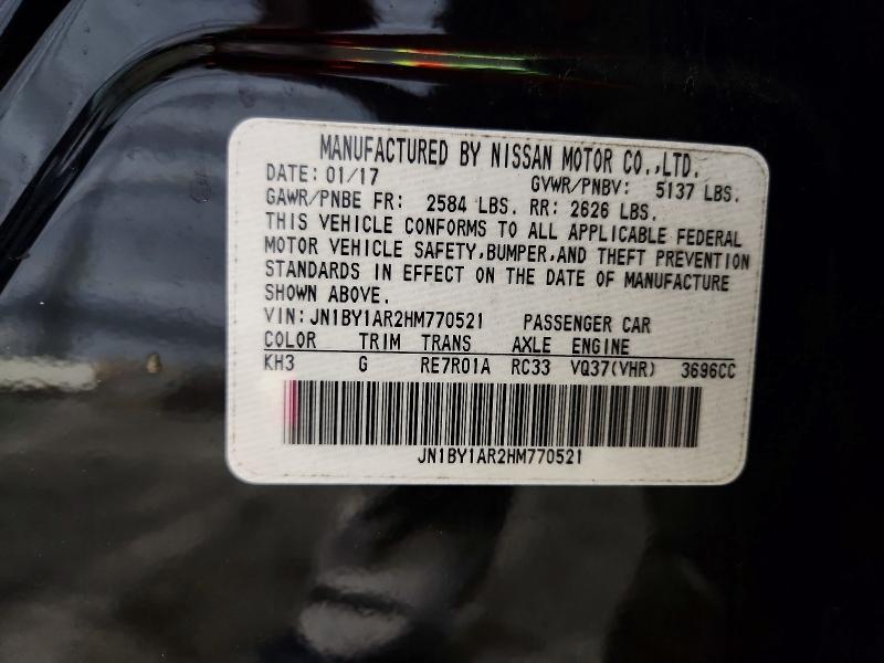 Aukcja sprzedaży 2017 Infiniti Q70, vin: JN1BY1AR2HM770521, numer aukcji: 49622096