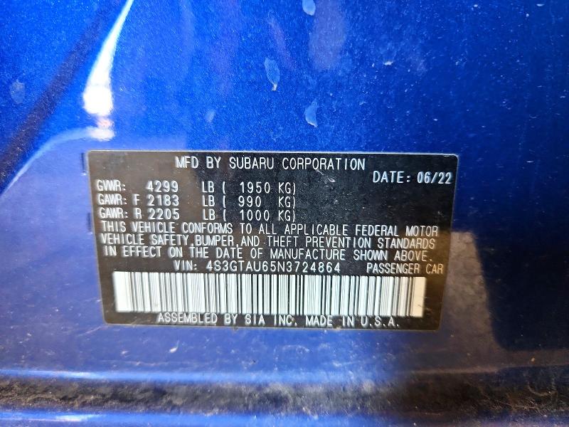 Aukcja sprzedaży 2022 Subaru Impreza, vin: 4S3GTAU65N3724864, numer aukcji: 50611076