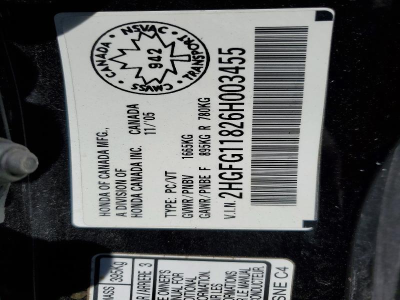 Aukcja sprzedaży 2006 Honda Civic, vin: 2HGFG11826H003455, numer aukcji: 50763756