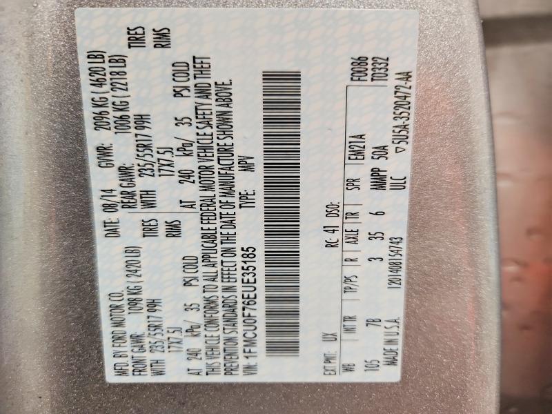 Aukcja sprzedaży 2014 Ford Escape, vin: 1FMCU0F76EUE35185, numer aukcji: 47976706