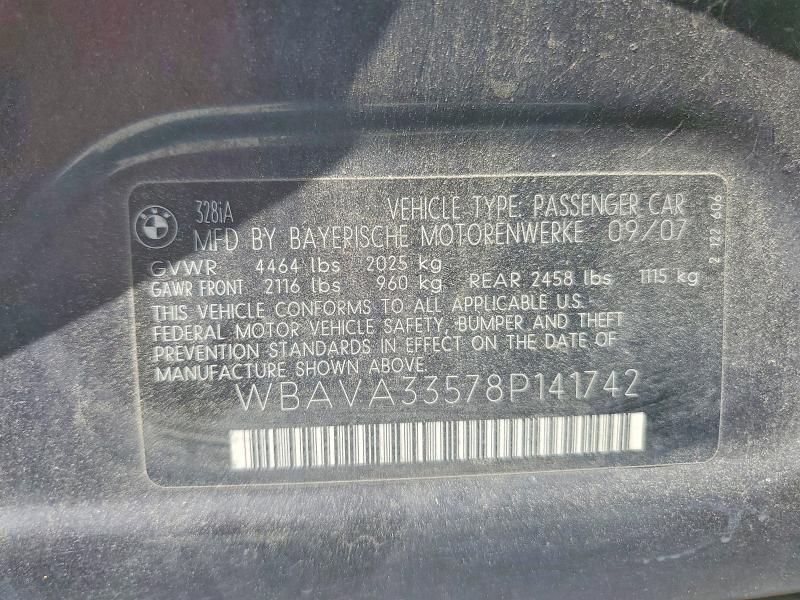 49070116 :رقم المزاد ، WBAVA33578P141742 vin ، 2008 Bmw 328 مزاد بيع