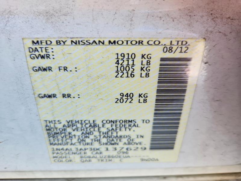 Продажа на аукционе авто 2013 Nissan Altima, vin: 1N4AL3AP3DC137629, номер лота: 50936966