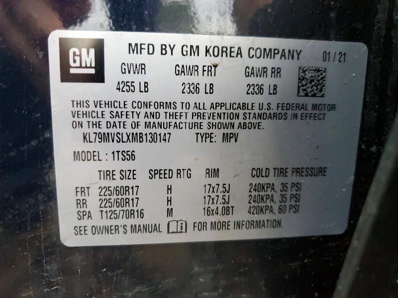 Auction sale of the 2021 Chevrolet Trailblazer, vin: KL79MVSLXMB130147, lot number: 49839886