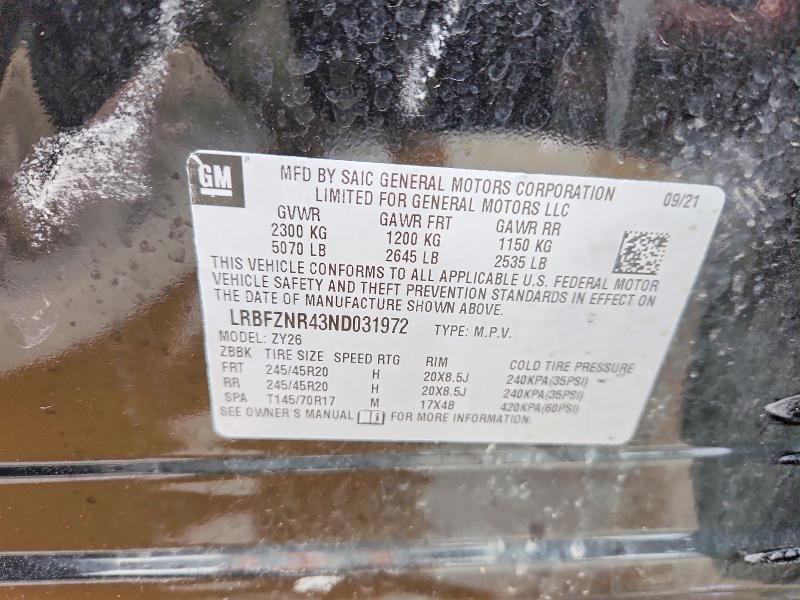 2022 Buick Envision მანქანა იყიდება აუქციონზე, vin: LRBFZNR43ND031972, აუქციონის ნომერი: 48353716