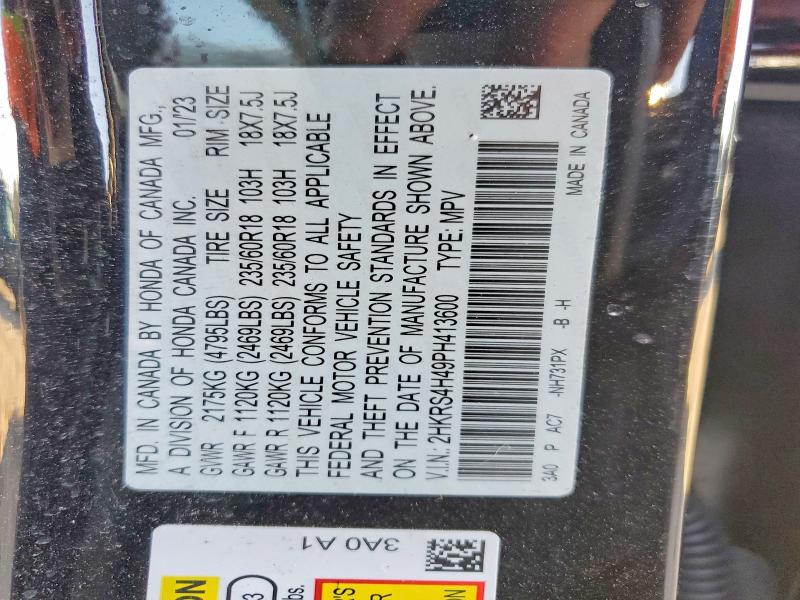 Продаж на аукціоні авто 2023 Honda Cr-v, vin: 2HKRS4H49PH413600, номер лоту: 49334756