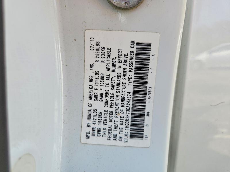 2013 Honda Accord მანქანა იყიდება აუქციონზე, vin: 1HGCR2F73DA248974, აუქციონის ნომერი: 48476276