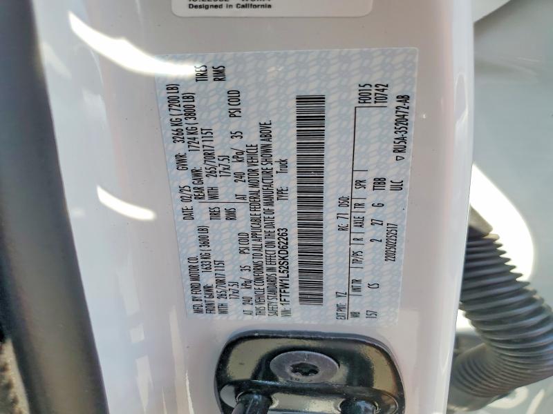 2025 Ford F150 მანქანა იყიდება აუქციონზე, vin: 1FTFW1L52SKD62263, აუქციონის ნომერი: 78030445