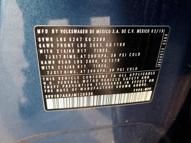 48348066 :رقم المزاد ، 3VV1B7AX8JM120535 vin ، 2018 Volkswagen Tiguan مزاد بيع