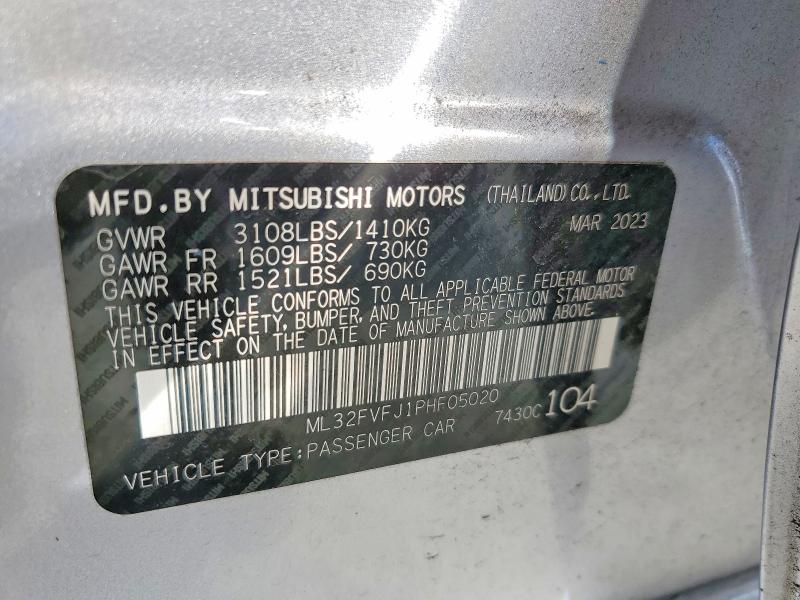Aukcja sprzedaży 2023 Mitsubishi Mirage, vin: ML32FVFJ1PHF05020, numer aukcji: 48997036