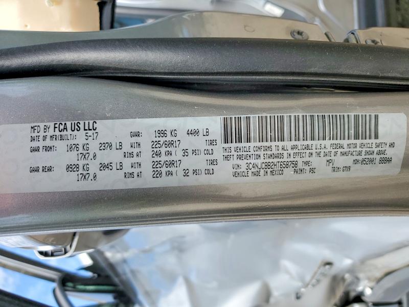 2017 Jeep Compass მანქანა იყიდება აუქციონზე, vin: 3C4NJCBB2HT658758, აუქციონის ნომერი: 49324196