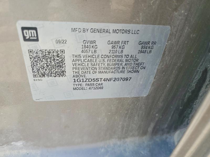 51483766 :رقم المزاد ، 1G1ZD5ST4NF207097 vin ، 2022 Chevrolet Malibu مزاد بيع