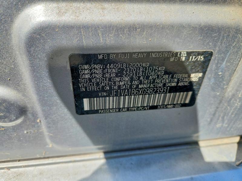 Aukcja sprzedaży 2016 Subaru Wrx, vin: JF1VA1B6XG9823931, numer aukcji: 50306996