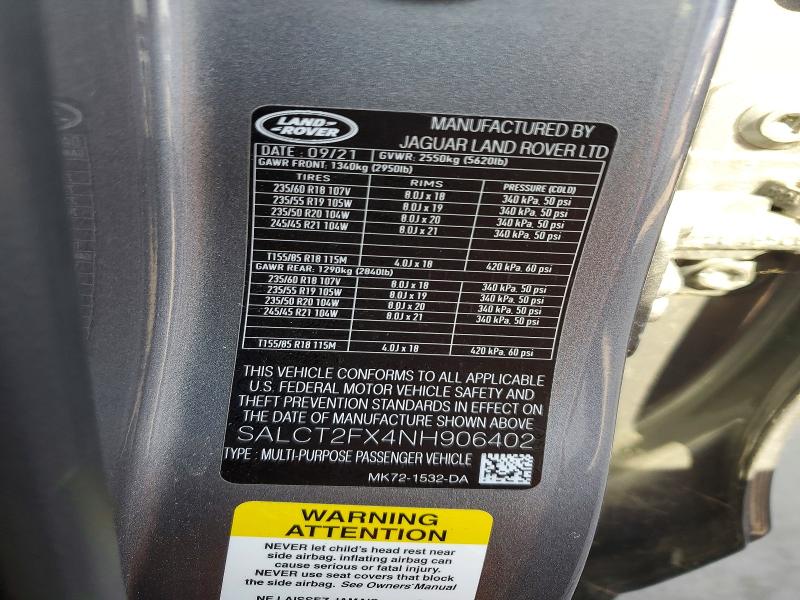 48778876 :رقم المزاد ، SALCT2FX4NH906402 vin ، 2022 Land Rover Discovery Sport مزاد بيع