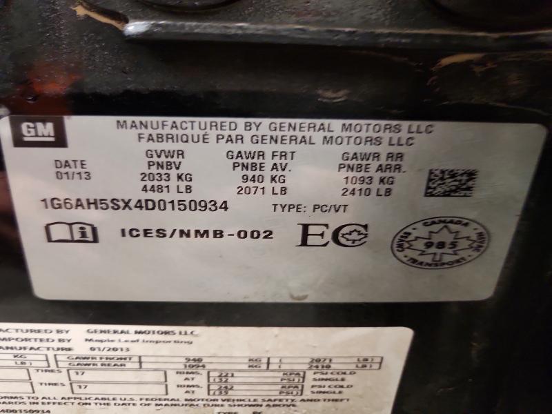 48830386 :رقم المزاد ، 1G6AH5SX4D0150934 vin ، 2013 Cadillac Ats مزاد بيع