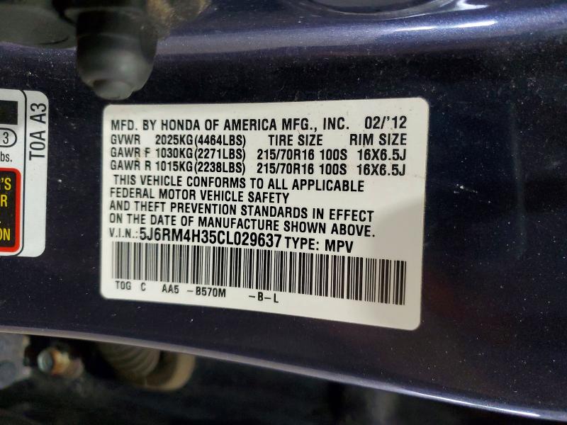 Aukcja sprzedaży 2012 Honda Cr-v, vin: 5J6RM4H35CL029637, numer aukcji: 51534546