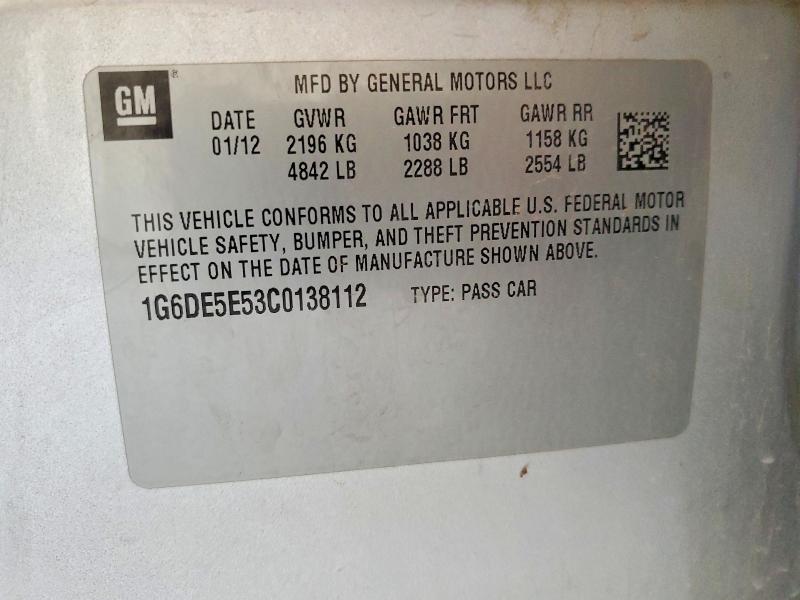 Продаж на аукціоні авто 2012 Cadillac Cts, vin: 1G6DE5E53C0138112, номер лоту: 49338066