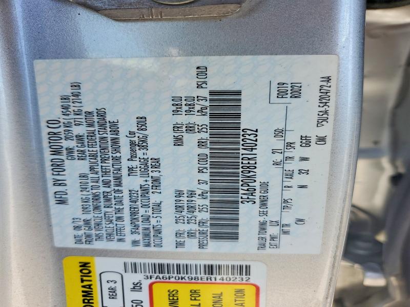 50162936 :رقم المزاد ، 3FA6P0K98ER140232 vin ، 2014 Ford Fusion مزاد بيع