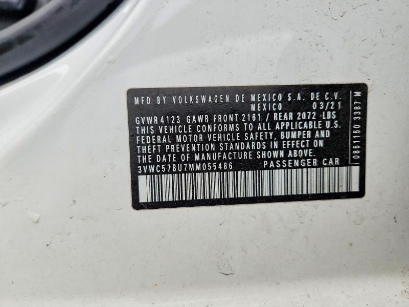Продаж на аукціоні авто 2021 Volkswagen Jetta, vin: 3VWC57BU7MM055486, номер лоту: 49925366