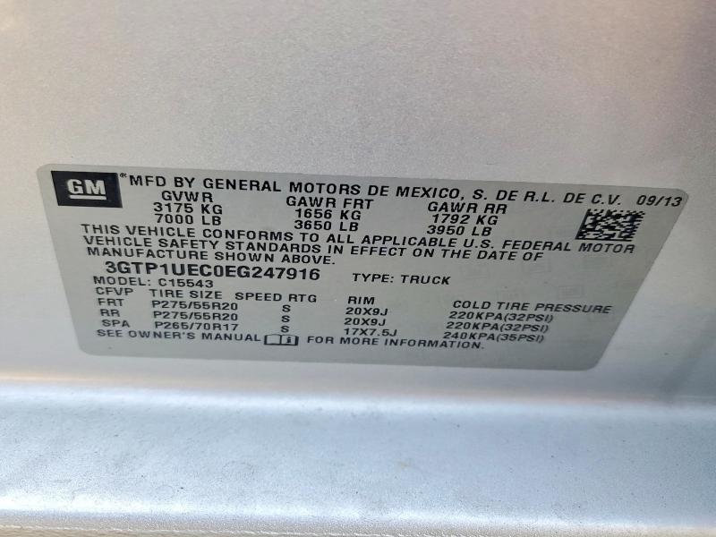 Aukcja sprzedaży 2014 Gmc Sierra, vin: 3GTP1UEC0EG247916, numer aukcji: 49795076