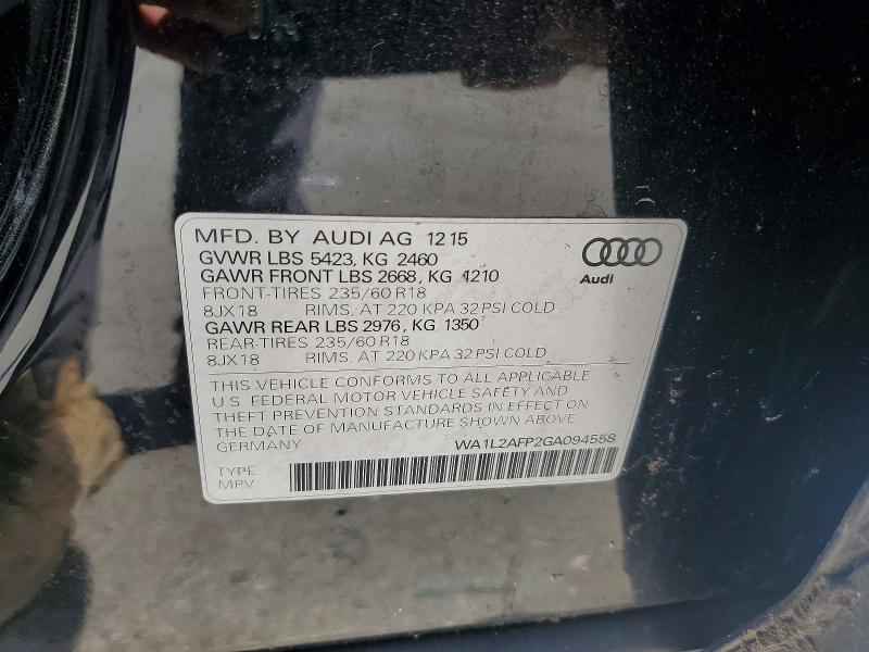 Aukcja sprzedaży 2016 Audi Q5, vin: WA1L2AFP2GA094558, numer aukcji: 49706506