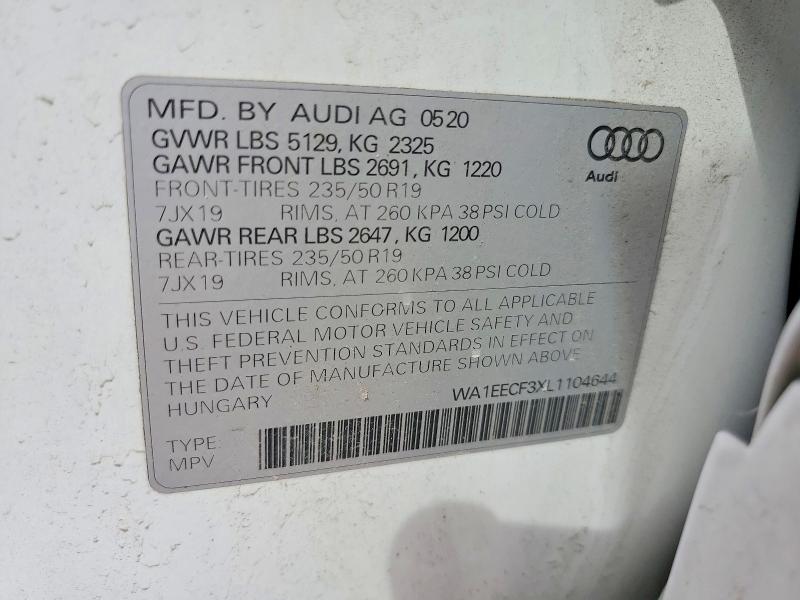 Продажа на аукционе авто 2020 Audi Q3, vin: WA1EECF3XL1104644, номер лота: 50249456
