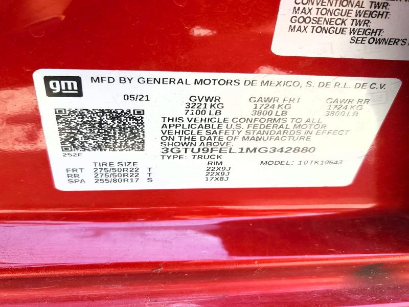 Продаж на аукціоні авто 2021 Gmc Sierra, vin: 3GTU9FEL1MG342880, номер лоту: 49303706