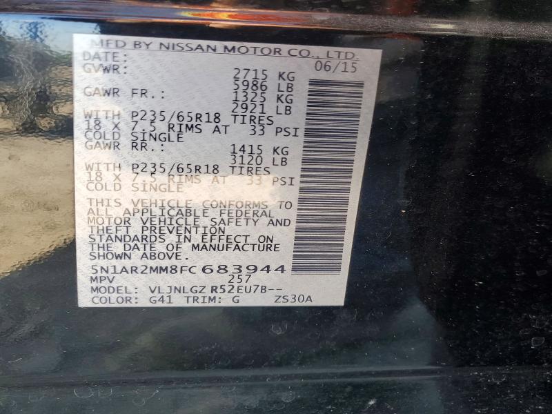 Продажа на аукционе авто 2015 Nissan Pathfinder, vin: 5N1AR2MM8FC683944, номер лота: 48545836