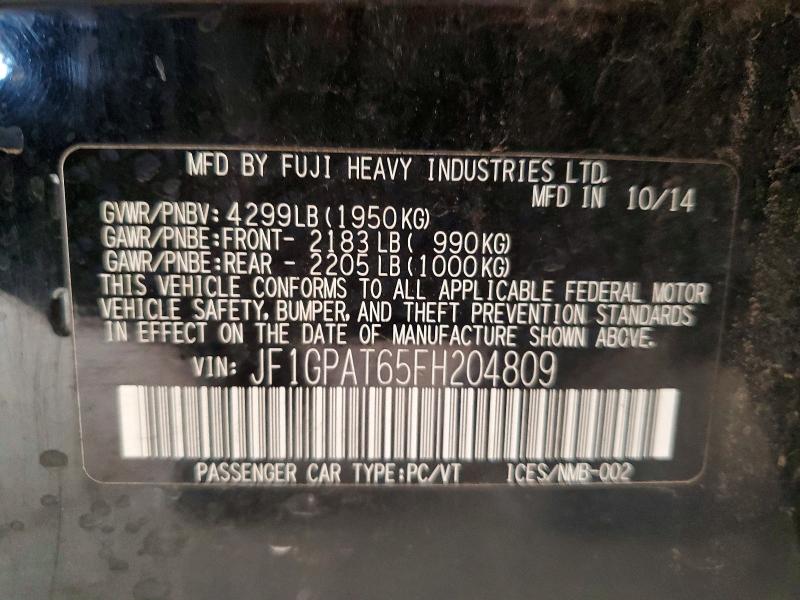 2015 Subaru Impreza მანქანა იყიდება აუქციონზე, vin: JF1GPAT65FH204809, აუქციონის ნომერი: 49648506