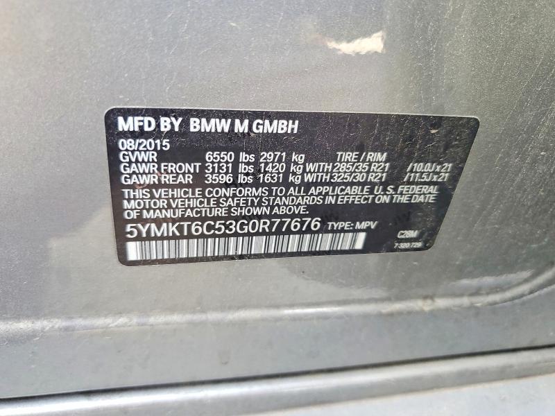 Продаж на аукціоні авто 2016 Bmw X5, vin: 5YMKT6C53G0R77676, номер лоту: 49590086