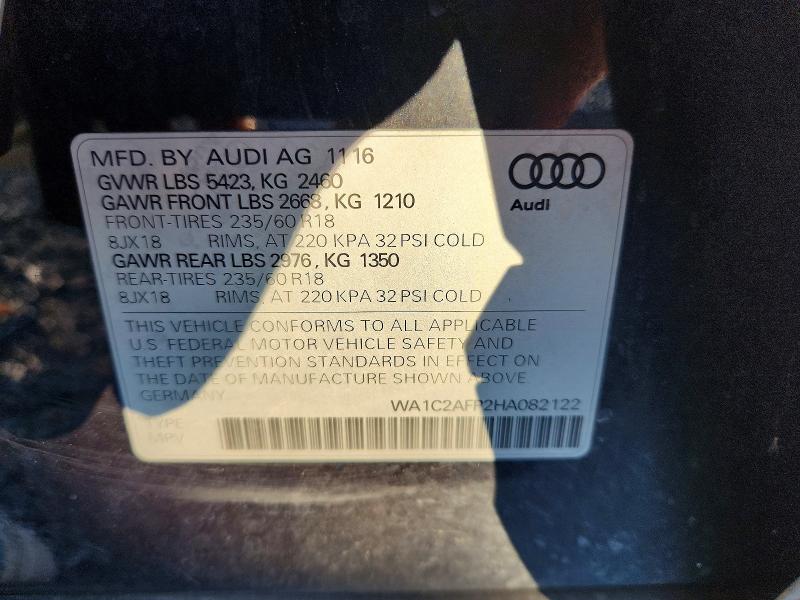 50335196 :رقم المزاد ، WA1C2AFP2HA082122 vin ، 2017 Audi Q5 مزاد بيع