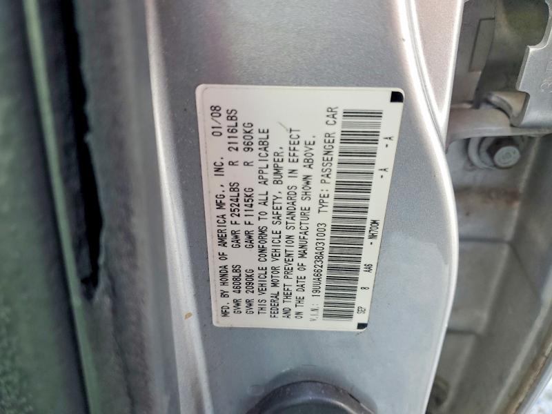 Aukcja sprzedaży 2008 Acura Tl, vin: 19UUA66238A031003, numer aukcji: 49408136