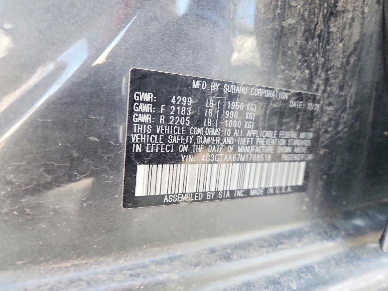 Aukcja sprzedaży 2021 Subaru Impreza, vin: 4S3GTAA67M1708518, numer aukcji: 50498906
