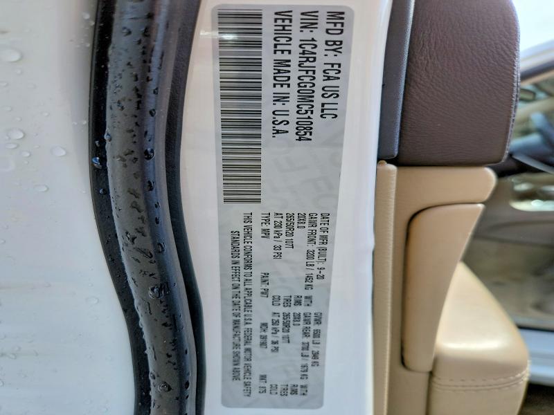 48345356 :رقم المزاد ، 1C4RJFCG0MC510854 vin ، 2021 Jeep Grand Cherokee مزاد بيع