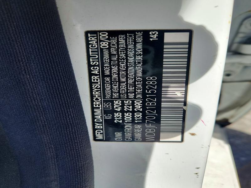 Aukcja sprzedaży 2001 Mercedes-benz E, vin: WDBJF70J21B215288, numer aukcji: 50932526