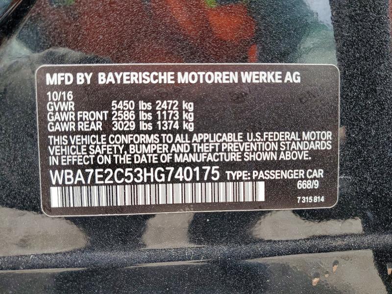 50006056 :رقم المزاد ، WBA7E2C53HG740175 vin ، 2017 Bmw 740 مزاد بيع