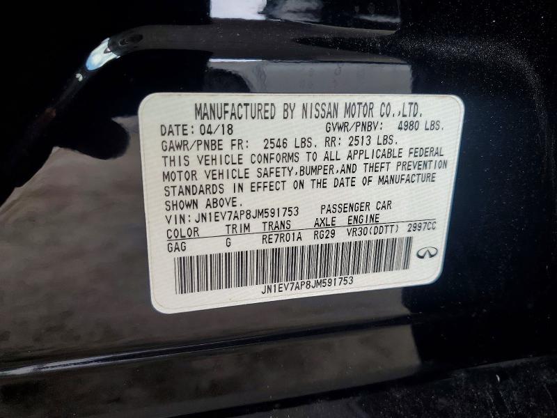 2018 Infiniti Q50 მანქანა იყიდება აუქციონზე, vin: JN1EV7AP8JM591753, აუქციონის ნომერი: 49231666
