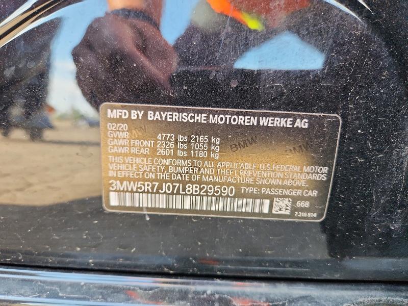 Aukcja sprzedaży 2020 Bmw 330xi, vin: 3MW5R7J07L8B29590, numer aukcji: 49579806