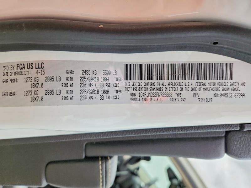 2015 Jeep Cherokee მანქანა იყიდება აუქციონზე, vin: 1C4PJMDS2FW729668, აუქციონის ნომერი: 50416956