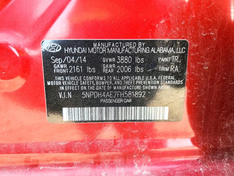2015 Hyundai Elantra მანქანა იყიდება აუქციონზე, vin: 5NPDH4AE7FH581892, აუქციონის ნომერი: 49985566