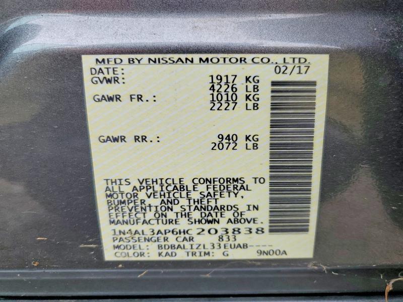 Aukcja sprzedaży 2017 Nissan Altima, vin: 1N4AL3AP6HC203838, numer aukcji: 50973736