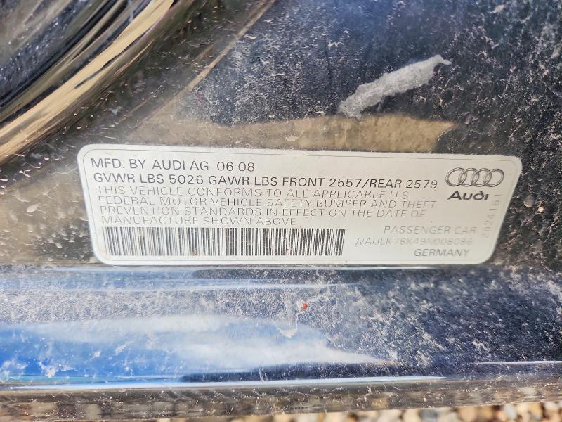 Продажа на аукционе авто 2009 Audi A4, vin: WAULK78K49N008086, номер лота: 50075796