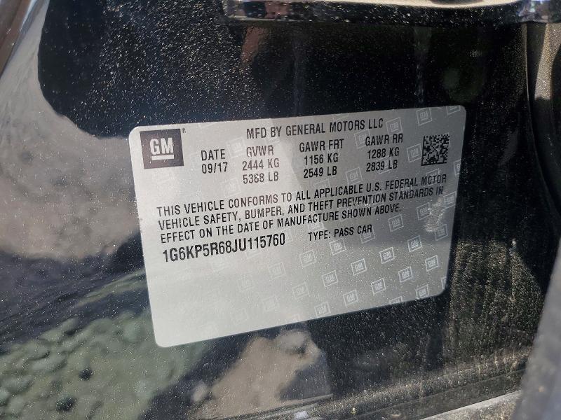 2018 Cadillac Ct6 მანქანა იყიდება აუქციონზე, vin: 1G6KP5R68JU115760, აუქციონის ნომერი: 50280806