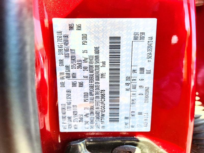 Продажа на аукционе авто 2018 Ford F150, vin: 1FTFW1EG0JFC99878, номер лота: 50685376
