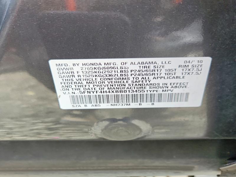 Aukcja sprzedaży 2011 Honda Pilot, vin: 5FNYF4H4XBB013455, numer aukcji: 48105486