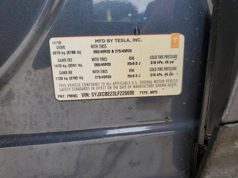Продажа на аукционе авто 2020 Tesla Model X, vin: 5YJXCBE23LF228690, номер лота: 49103146