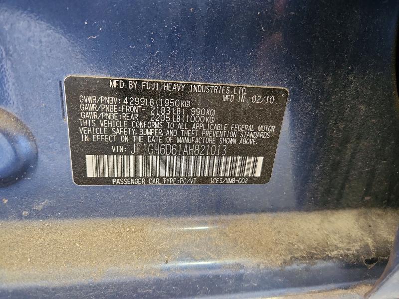Aukcja sprzedaży 2010 Subaru Impreza, vin: JF1GH6D61AH821013, numer aukcji: 50568916