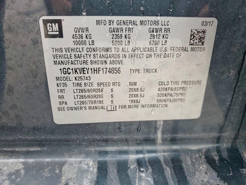 Aukcja sprzedaży 2017 Chevrolet Silverado, vin: 1GC1KVEY1HF174856, numer aukcji: 51123346