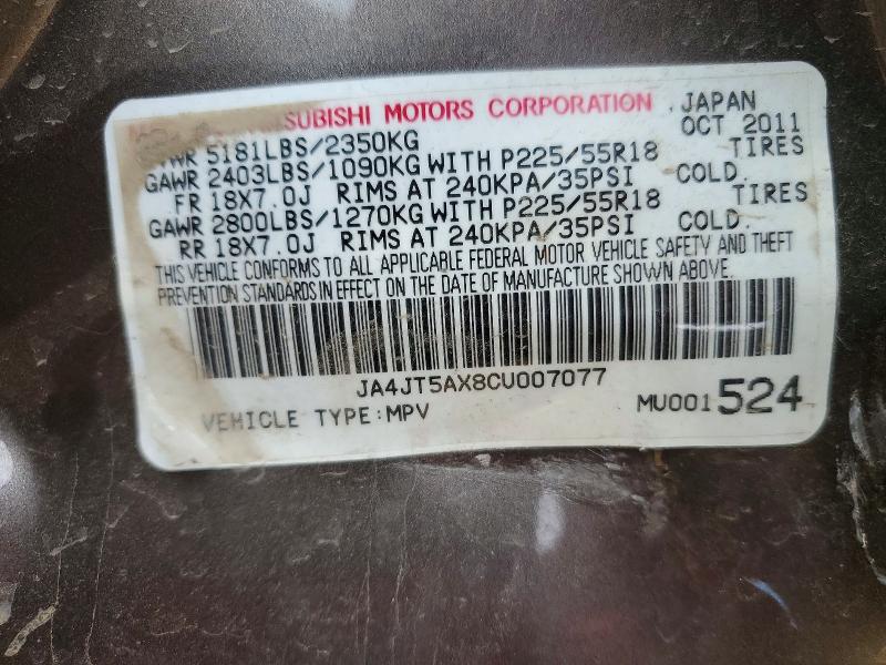 Aukcja sprzedaży 2012 Mitsubishi Outlander, vin: JA4JT5AX8CU007077, numer aukcji: 48581286