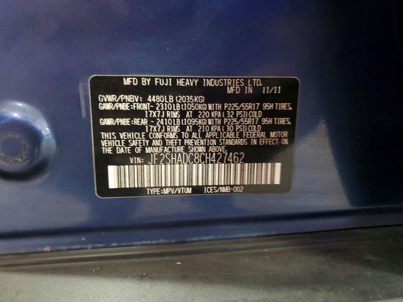 Продажа на аукционе авто 2012 Subaru Forester, vin: JF2SHADC8CH427462, номер лота: 47253816