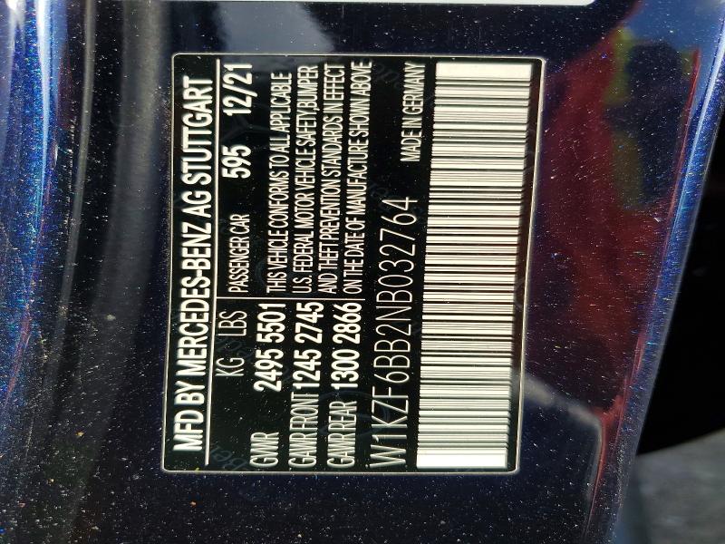 Продажа на аукционе авто 2022 Mercedes-benz E, vin: W1KZF6BB2NB032764, номер лота: 51510206